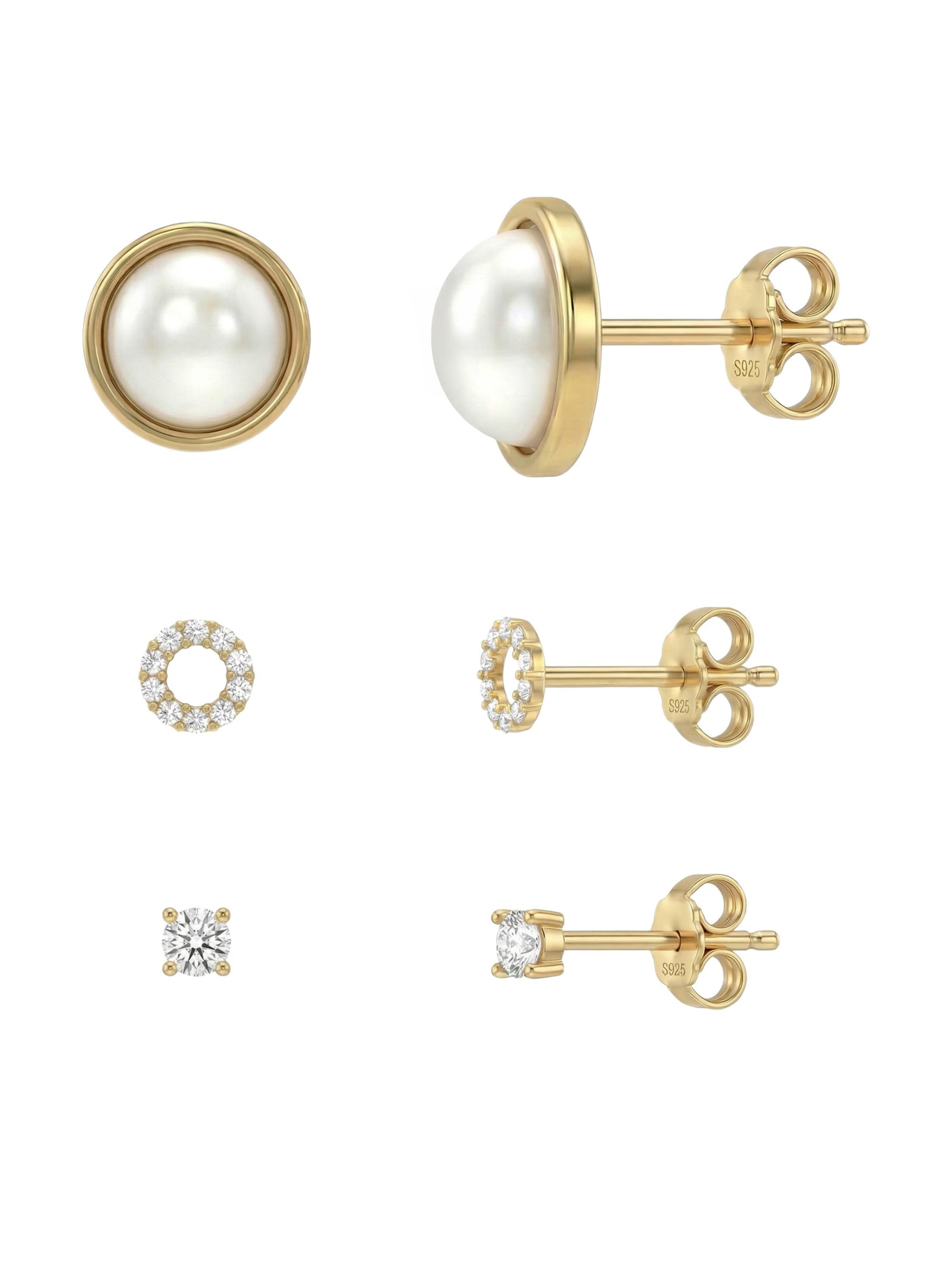 Sofia Milani Jewelry Set 'Pearl Circle Zirconia' in Gold: front