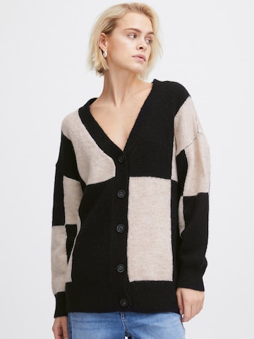 ICHI Knit Cardigan in Black: front