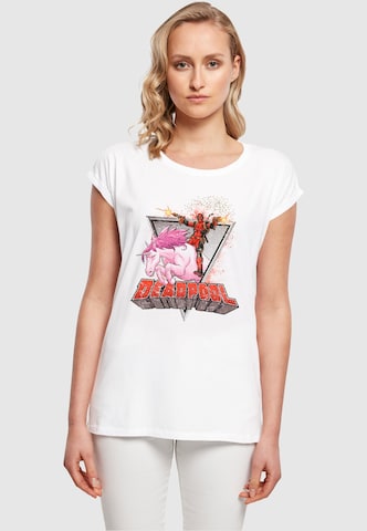 ABSOLUTE CULT T-Shirt 'Deadpool - Rides a Unicorn' in Weiß: Vorderseite