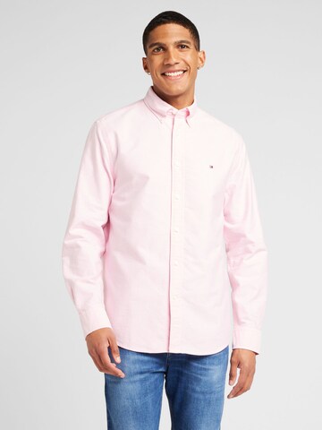 TOMMY HILFIGER Regular fit Button Up Shirt 'HERITAGE' in Pink: front