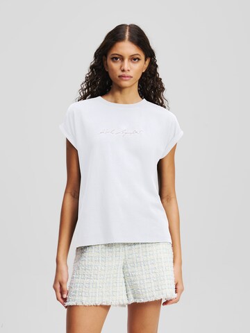 Karl Lagerfeld Футболка ' KARL SIGNATURE T-SHIRT MIT STRASS ' в Белый: спереди