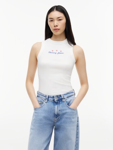 Tommy Jeans Топ в бяло: отпред