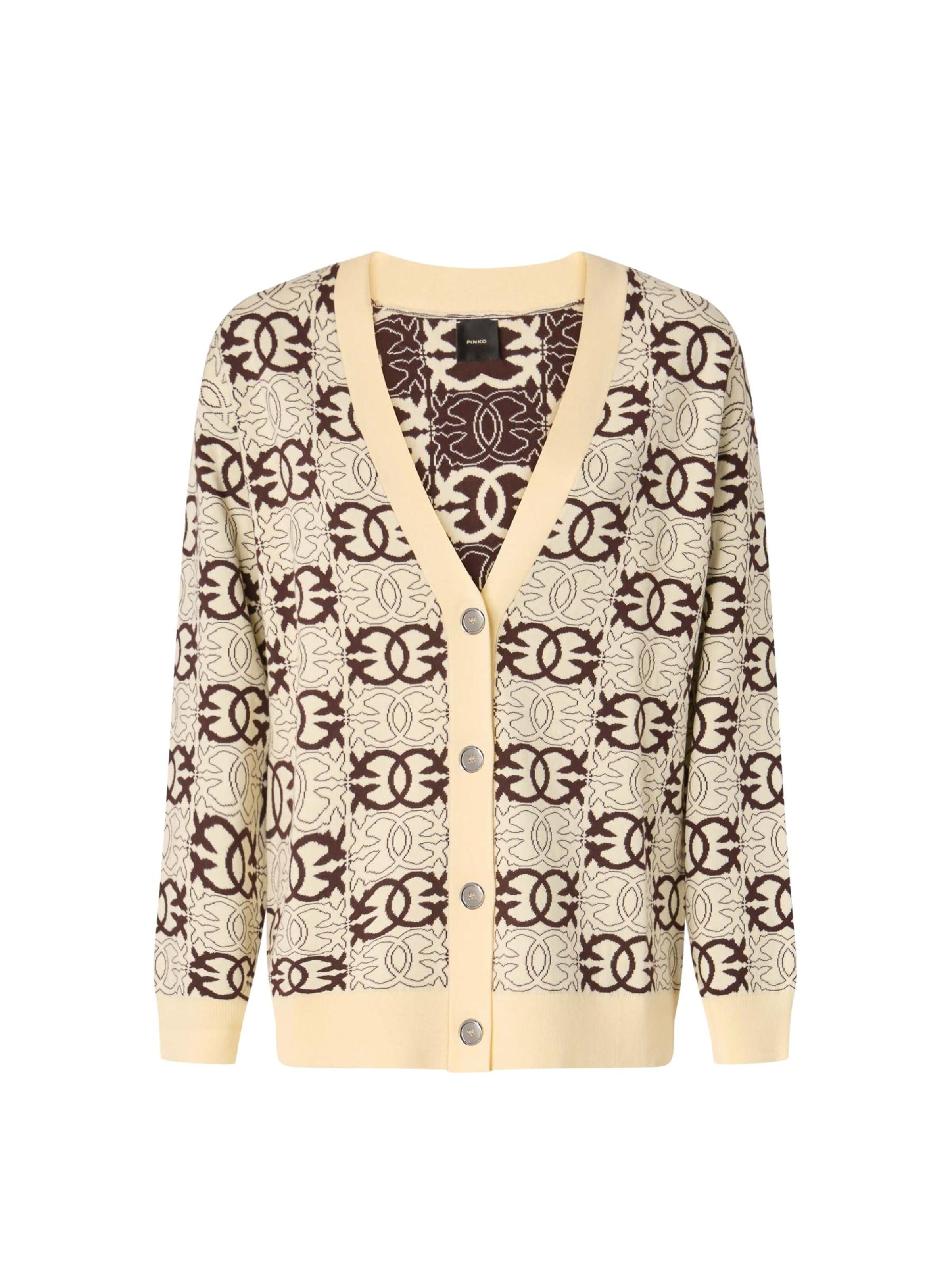 PINKO - Jersey 'PINKO HALF BREED CARDIGAN JACQUARD Maglieria' en beige: frente