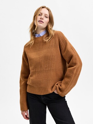 SELECTED FEMME Sweater 'FRY' in Brown