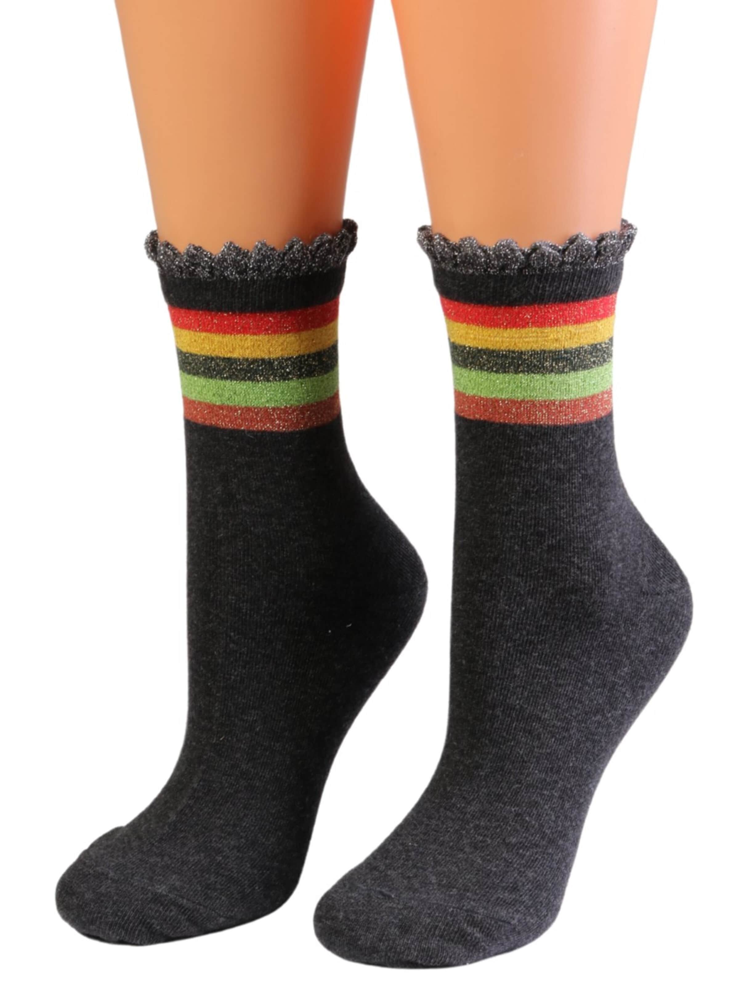 Sokisahtel Sokken 'CAROLE cotton socks with glitter' in Grijs: voorkant