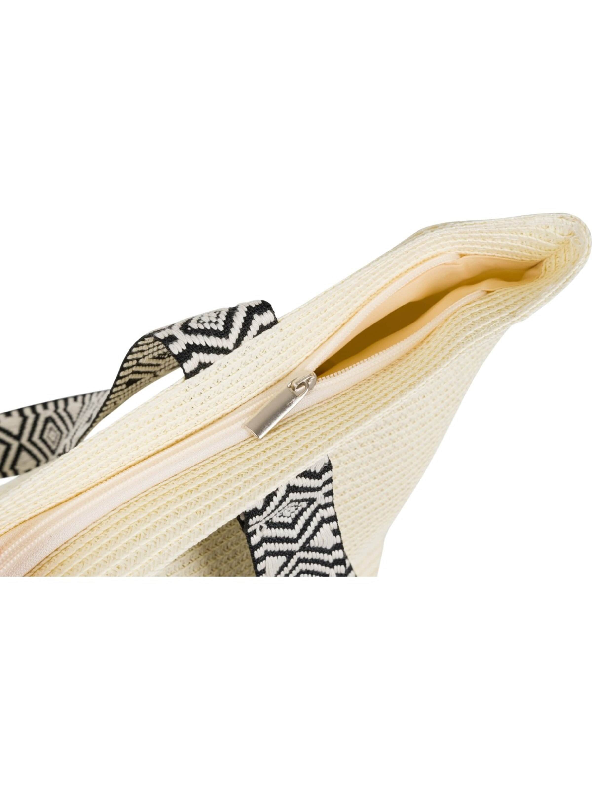 styleBREAKER Strandtasche 'Papierstroh Strandtasche Azteken Muster'‌‌‌‌‌ in Beige
