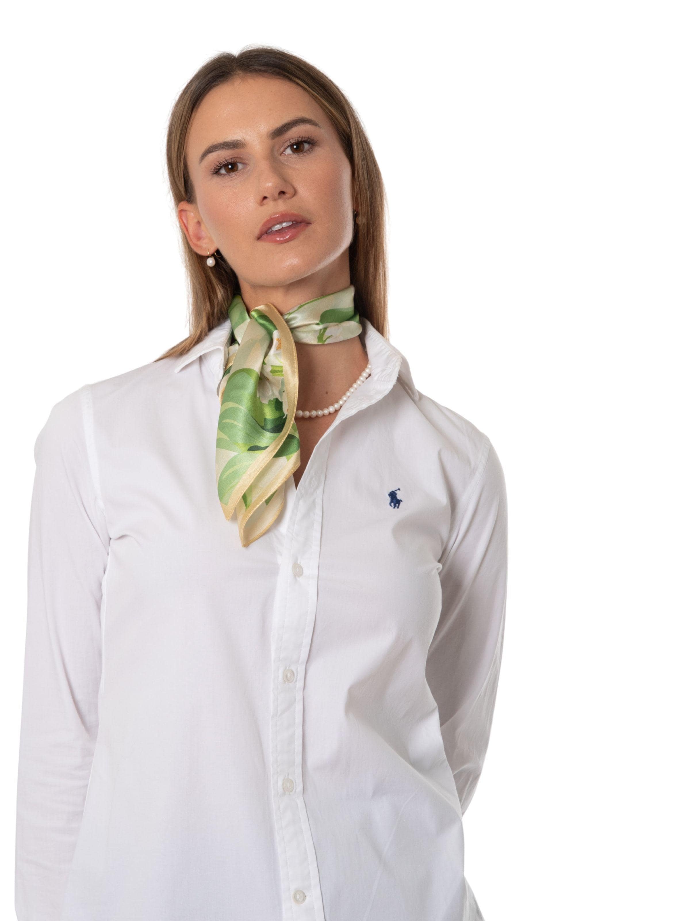 MayTree Scarf 'Seidentuch Maiglöckchen  grün weiß' in Green