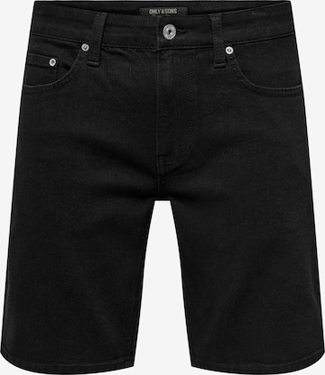 Only & Sons Regular Jeans in Zwart: voorkant