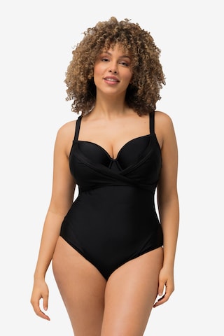 Ulla Popken Bralette Swimsuit in Black: front