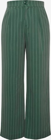 Studio Untold Wide leg Pleat-Front Pants in Green: front