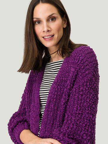 zero Kurze Strickjacke Grobstrick in Lila