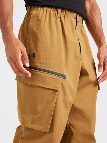 UNDER ARMOUR Loosefit Sportovní kalhoty 'Unstoppable Utility' – hnědá