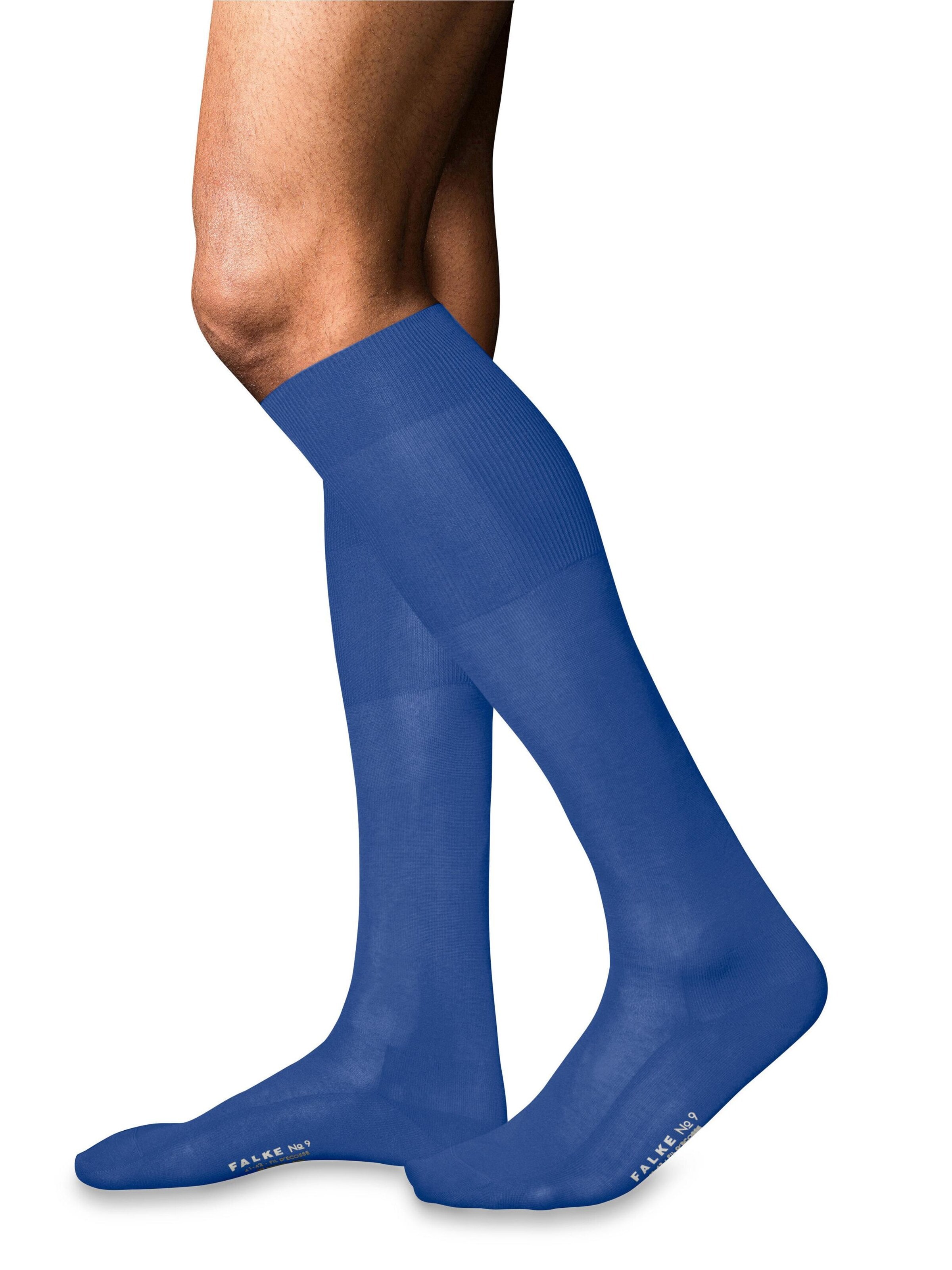 FALKE Knee High Socks 'No. 9 Pure Fil d´Écosse' in Blue: front