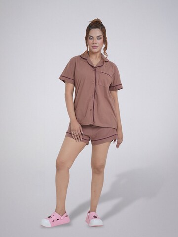 LEAFLETIC Pajama pants 'Leafletic Women’s Night Wear Short Set' in Brown