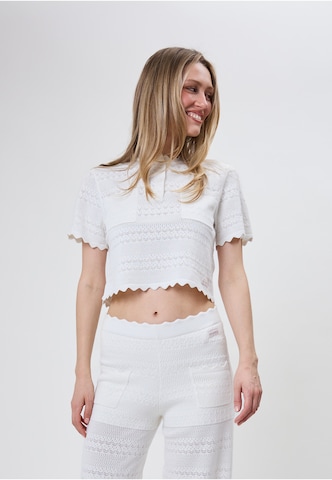 OH APRIL Gebreid vest in Wit: voorkant