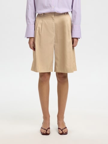 SELECTED - Loosefit Pantalón plisado 'SELECTED X HOTEL AMOUR' en beige: frente