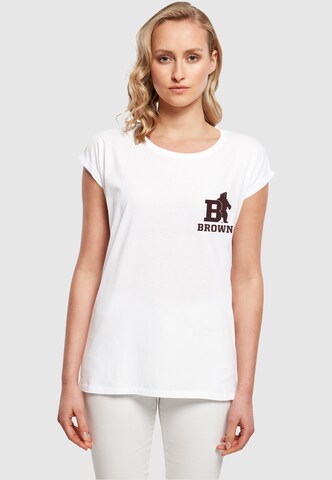 Merchcode T-Shirt 'Brown University - Bear Initial' in Weiß: predná strana