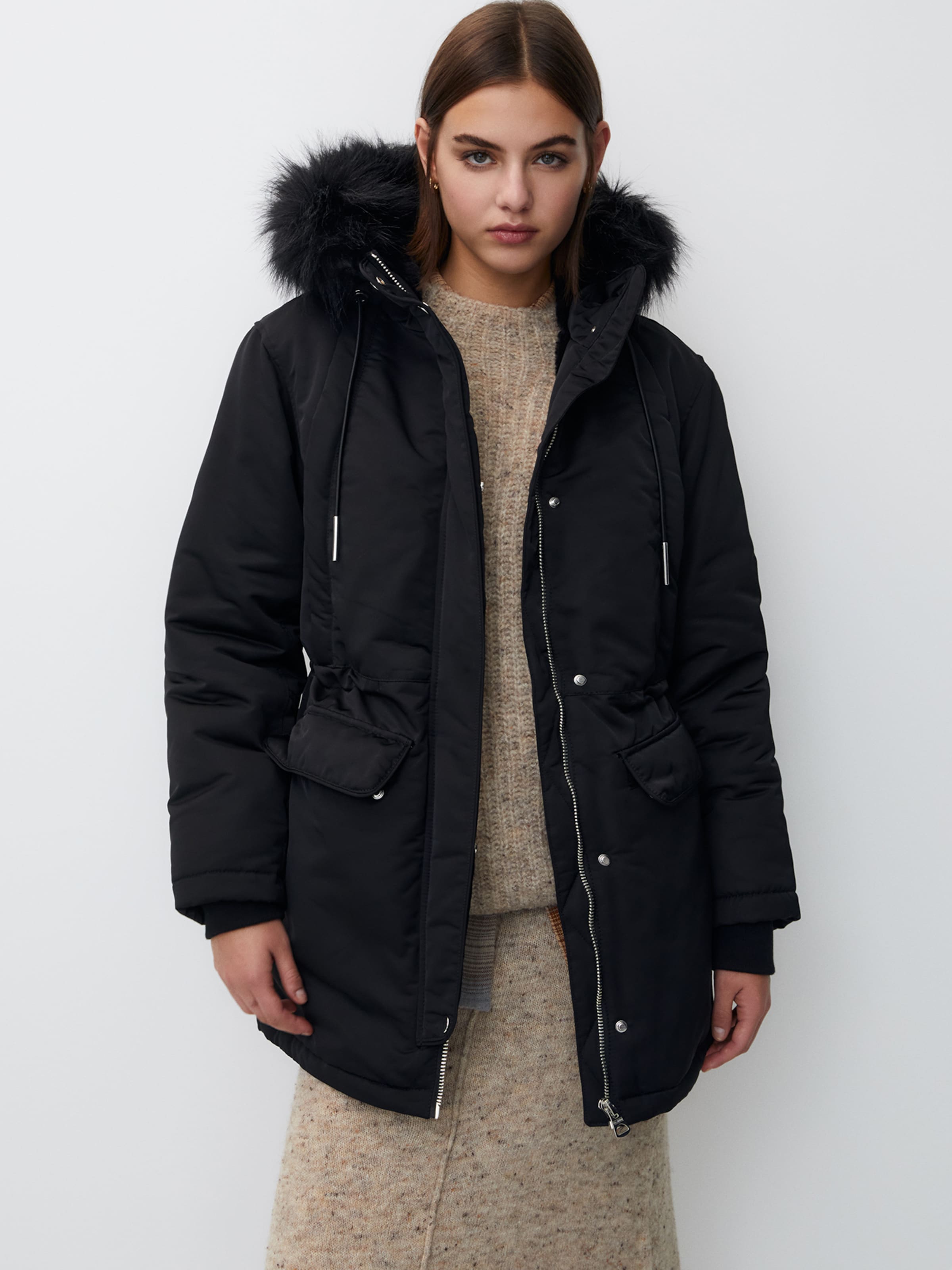 Parka mi saison Pull Bear en Noir ABOUT YOU