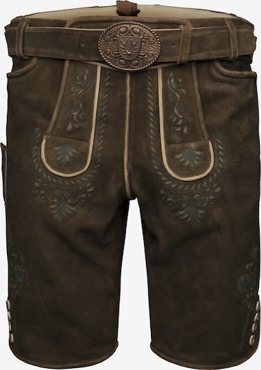 Krüger Buam Lederhose 'Cailan' in 46 in braun / petrol, Produktansicht