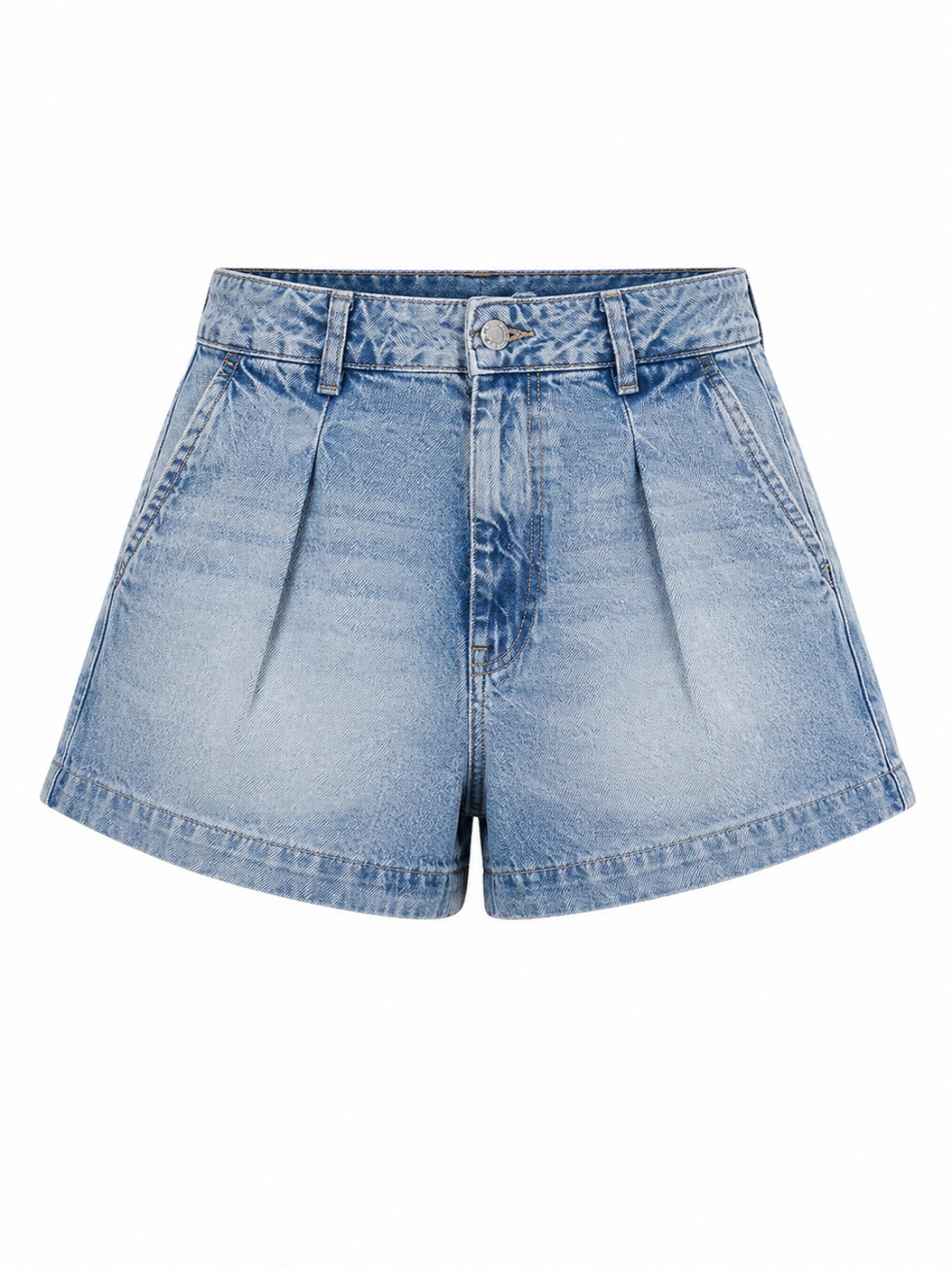 IT'S BASIC Loosefit Jeans 'MINI DENIM SHORT' in Blauw: voorkant
