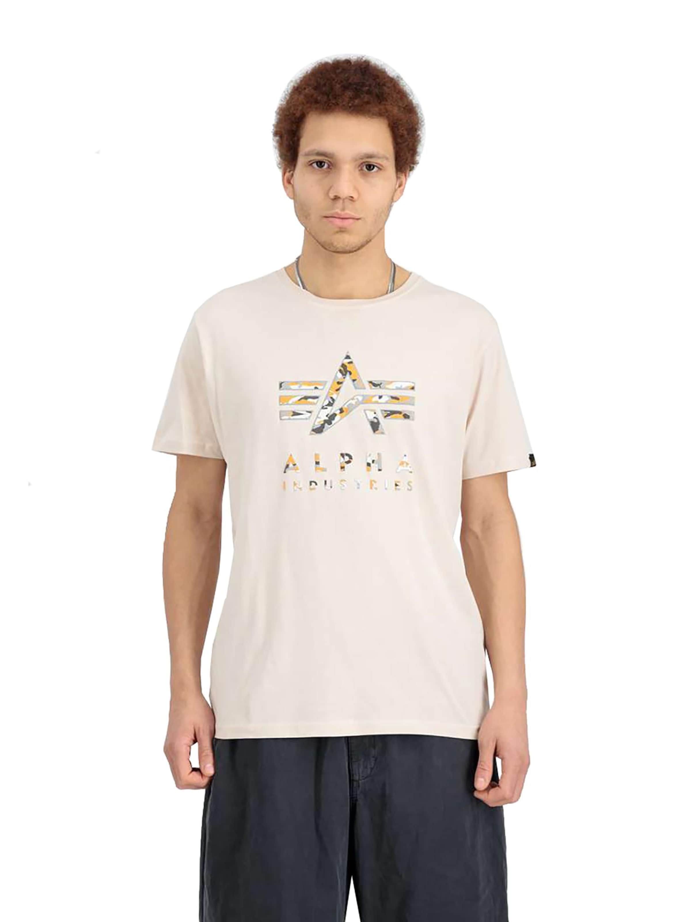 ALPHA INDUSTRIES Tričko 'Camo PP T' – bílá: přední strana