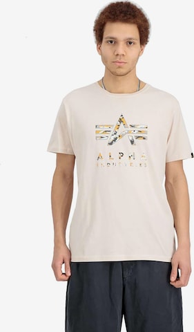 ALPHA INDUSTRIES Särk 'Camo PP T', värv valge: eest vaates