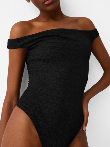 Bershka Shirt bodysuit in Black