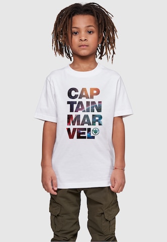 ABSOLUTE CULT Shirt 'Captain Marvel - Space' in Wit: voorkant