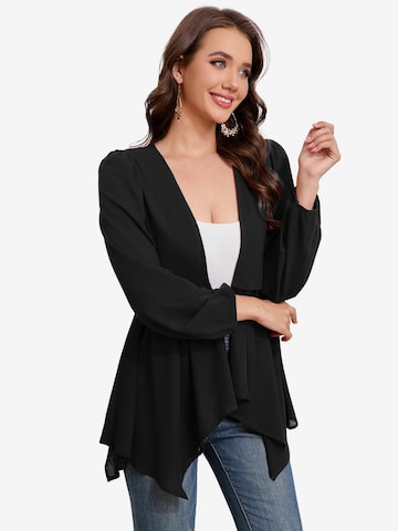 KoJooin Marynarka 'Damen-Cardigan mit drapierter Vorderseite, langen Ärmeln und asymmetrischem Wasserfallsaum, leicht' w kolorze czarny