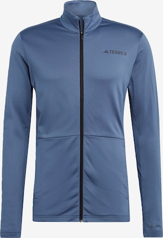 ADIDAS TERREX Athletic Fleece Jacket in Blue: front