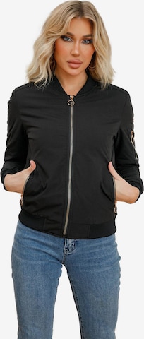 KoJooin Kurtka przejściowa 'Damen Leichte Winddichte Pilotenjacke Freizeitjacke mit Taschen,Dünne Steppjacke für Winter' w kolorze czarny: przód