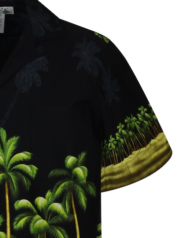 KY's Regular Fit Hemd 'Grüner Palmenwald' in Schwarz