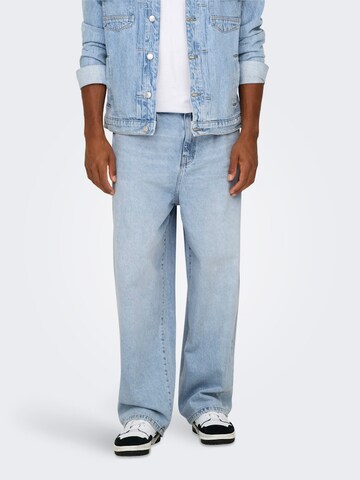 Wide leg Jeans con pieghe 'ONSCARL' di Only & Sons in blu: frontale