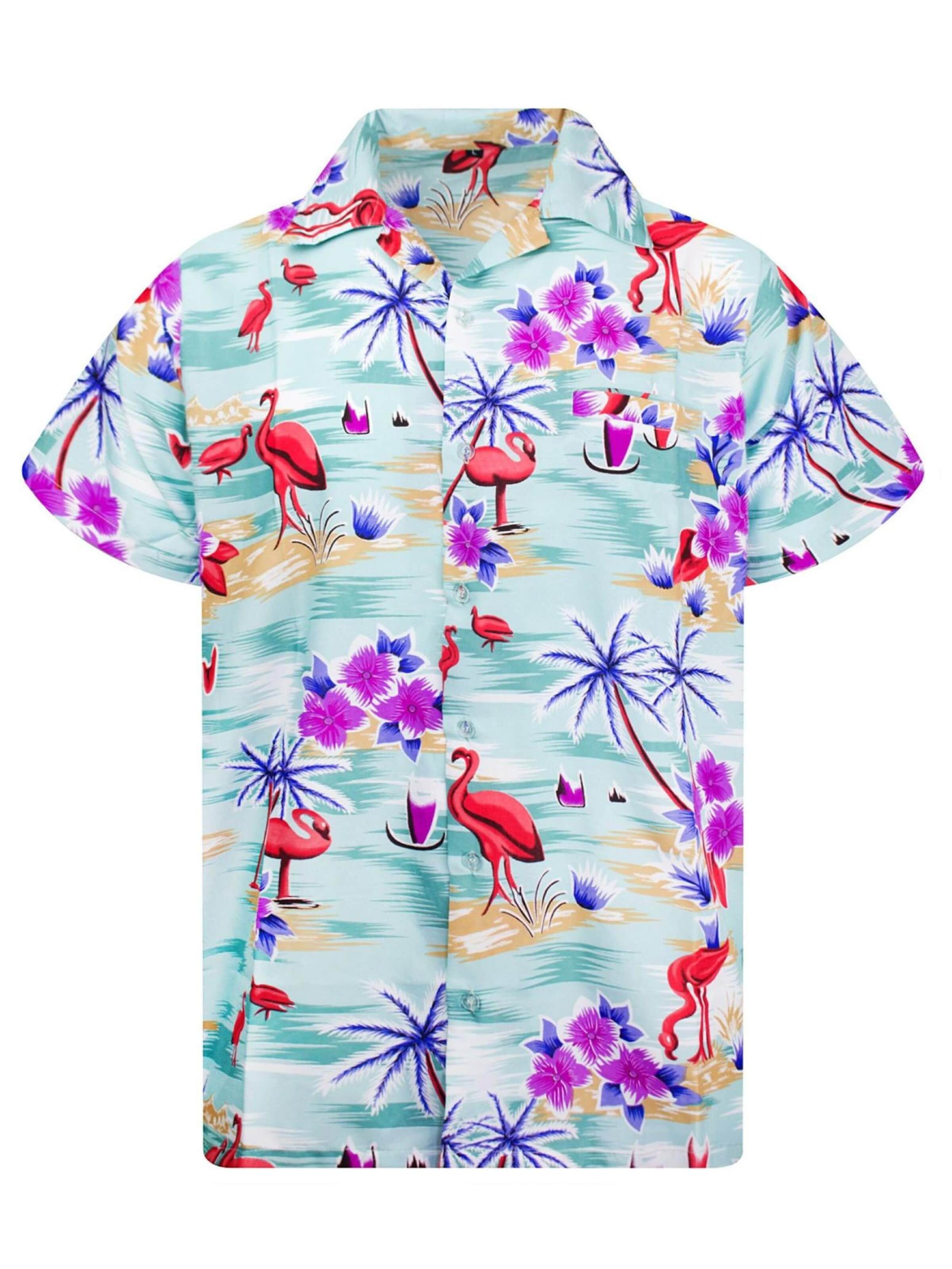 Maglietta 'Flamingos' di King Kameha in verde: frontale