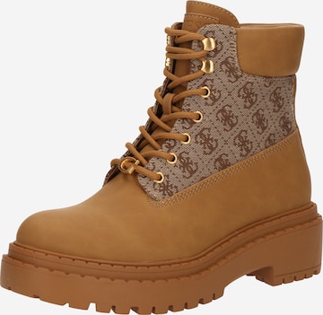 smėlio GUESS Suvarstomieji kulkšnis dengiantys batai 'LEADS': priekis