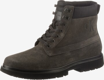 Calvin Klein Jeans Lace-Up Boots in Brown: front