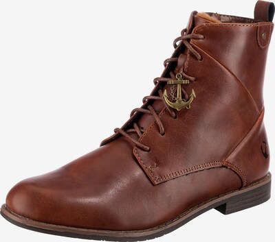 Inselhauptstadt Schnürstiefelette in braun / gold, Produktansicht