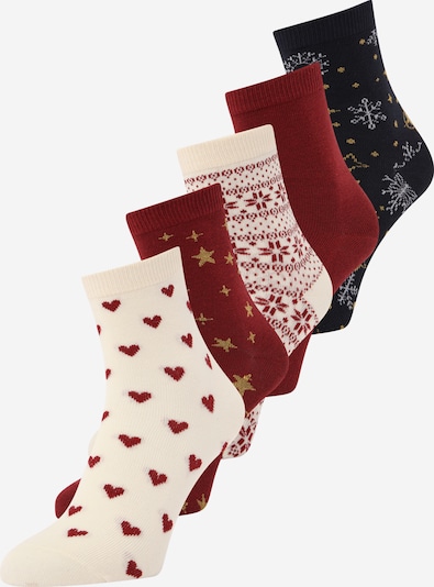 Monki Chaussettes en marine / moutarde / rouge / blanc, Vue avec produit