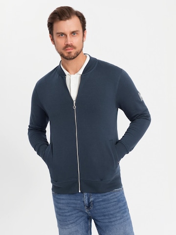 Ombre Sweatvest 'OM-SSZP-0215' in Blauw: voorkant