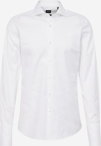 Coupe slim Chemise business ' H-Hank ' BOSS Black en blanc : devant