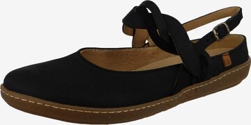 EL NATURALISTA Ballet Flats with Strap in Black: front