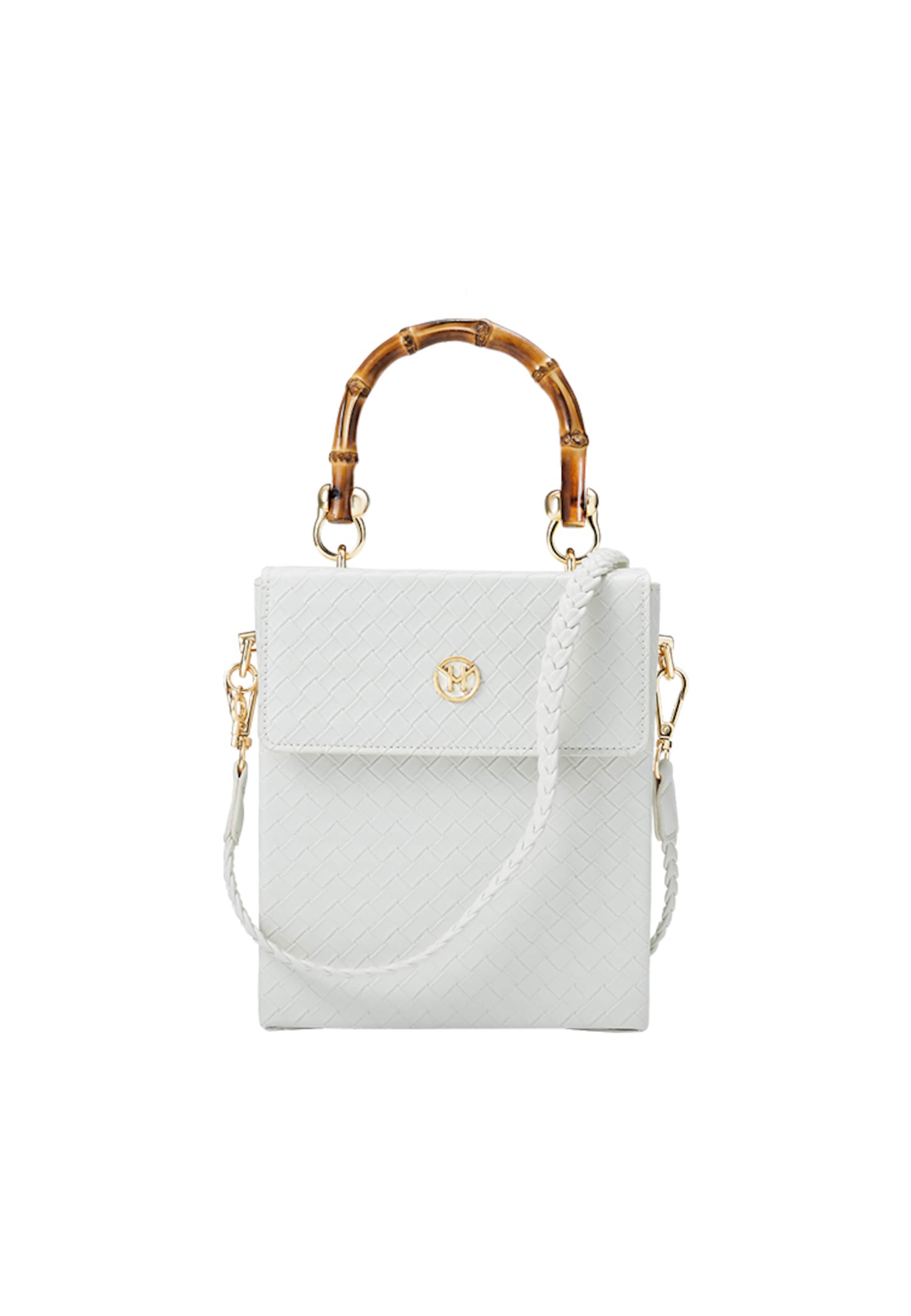 Borsa a mano &#x27;Bamboo Bee&#x27; di Victoria Hyde in bianco: frontale