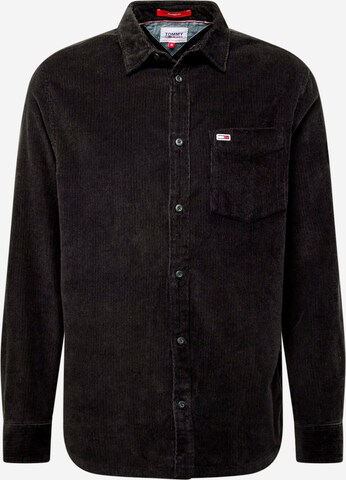 Tommy Jeans Button Up Shirt in Black: front