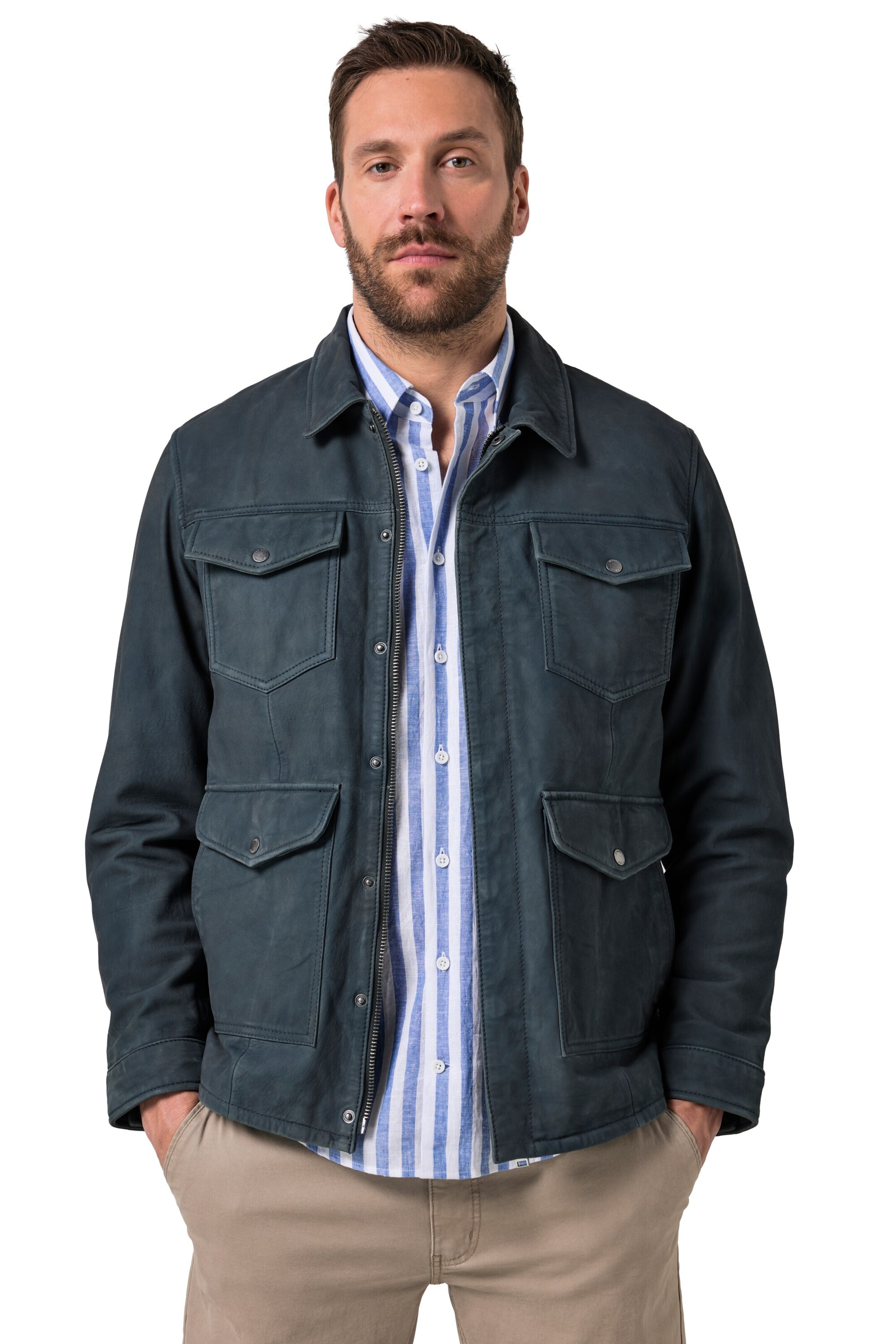 JP1880 Between-season jacket in Blue: front