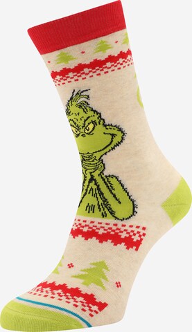 Stance Athletic Socks 'Grinch' in Beige: front