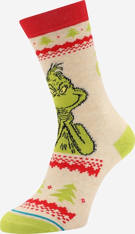 Stance Athletic Socks 'Grinch' in Beige: front