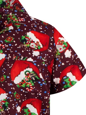 King Kameha Regular Fit Hemd 'Christmas Flying Hats' in Rot