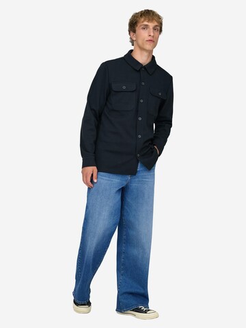 Only & Sons Regular fit Button Up Shirt 'Newkodyl' in Blue