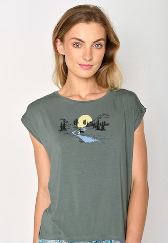 GREENBOMB Shirt 'Nature Deer River' in Groen