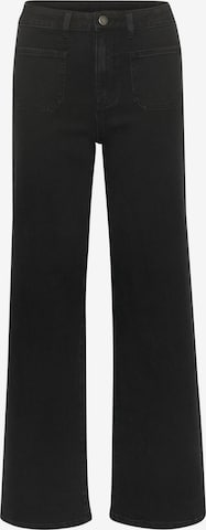 Wide Leg Jean 'Karla' Kaffe en noir : devant